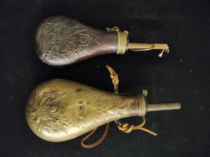 Two Vintage Gunpowder Horns