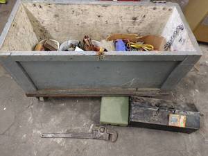 Vintage Wood Rolling Chest With Tools