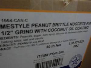 30 lb. Box of Frozen Peanut Brittle...