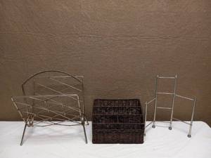 VINTAGE MAGAZINE HOLDERS AND PICTURE HOLDER
