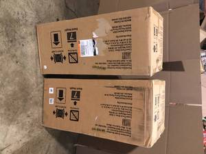 Lot of 2 Assorted Husky Ready-to-Assemble 24-Gauge Steel Wall Mounted Garage Cabinet in Red (28 in. W x 29 in. H x 12 in. D) Customer Returns See Terms on Auction