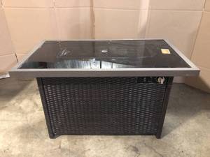 Bronze Rectangular Wicker Propane Outdoor Fire Pit Table with Extension  Customer Returns See Terms on Auction