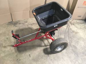 Everbilt 130 lbs. Tow Broadcast Spreader  Customer Returns See Terms on Auction