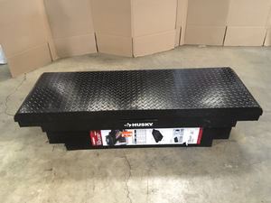Husky 61.86 in. Matte Black Aluminum Low Profile Mid-Size Crossbed Truck Tool Box Customer Returns See Terms on Auction