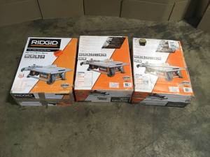 Lot of 3 RIDGID 6.5 Amp Corded 7 in. Table Top Wet Tile Saw Customer Returns See Terms on Auction