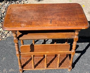 lot 75 image: Vintage Wooden Accent Table with Magazine Rack