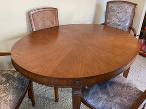 lot 51 image: Very Nice Mid Century Dining Tables and Chairs Set
