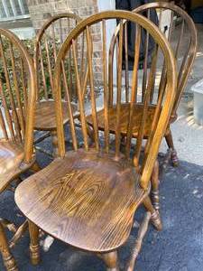 lot 233 image: 4 Wooden Spindle Back Chairs