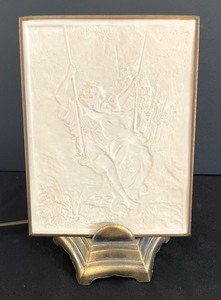 lot 380 image: Vintage Lithophane Light Stand Panel Lamp by Inland