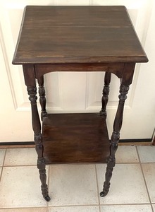 lot 391 image: Vintage Wooden Accent Table on Casters
