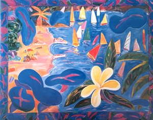 lot 398 image: Chinamans Beach Framed Print by Ken Done