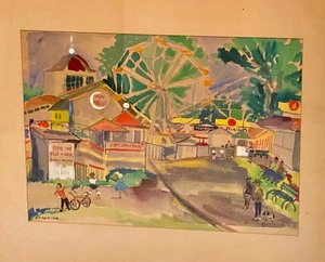lot 340 image: Vintage Framed Original Watercolor