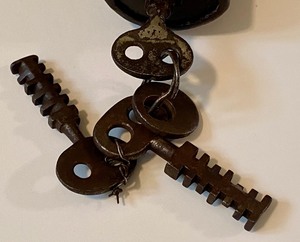 lot 339 image: Large Reproduction Metal Padlock with Keys