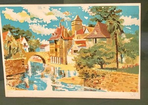 lot 334 image: Vintage Framed Signed Print by Jacques Dolle