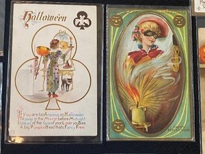 lot 219 image: Wonderful Variety of Ten Vintage Halloween Post Cards