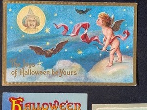 lot 215 image: Four Vintage Halloween Post Cards