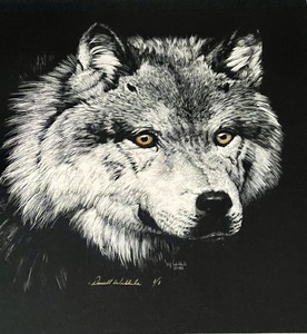 lot 53 image: Gorgeous Wolf Artwork by Daniel Wirkkala