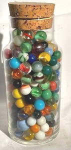 lot 458 image: Large Corked Top Bottle Full of Vintage Marbles