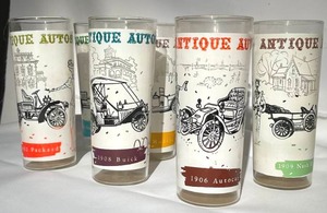 lot 466 image: 7 Vintage Auto Drinking Glasses