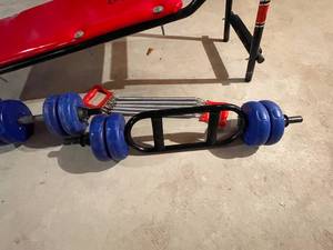 lot 509 image: DSP Fit For Life Exercise Bench with Some Weights