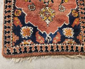 lot 580 image: Thick Antique Handmade Multicolored Rug