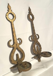 lot 308 image: Vintage Metal Wall Mount Candle Holders