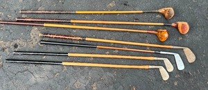 lot 557 image: Variety of Seven Vintage Golf Clubs