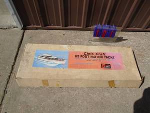 63 moto yacht rc model. Vintage in box. Approx. 42 long. As shown.