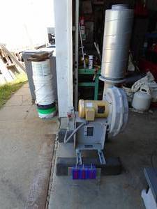 Cincinati fan model PB14A with 2 hp 3ph baldor motor & muffler. Looks lightly used. As shown.