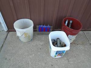 Qty of 3 pails of pipe fittings. New & used. As shown.