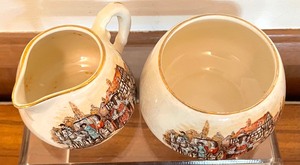 lot 101 image: Vintage Landcaster Sandland LTD of Handley, England Creamer and Sugar Serving Set