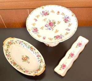 lot 105 image: Trio of Vintage Floral Serving Pieces