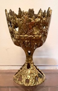 lot 98 image: Vintage Judaica Brutalist Brass Kiddish Cups from Israel