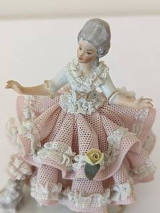 lot 15 image: Dresden Pink Lady Figurine