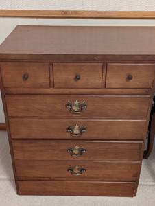 lot 115 image: Vintage Wood Desk and Cane Back Chair