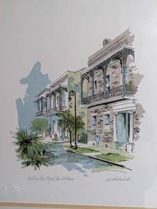 lot 120 image: Framed New Orleans Print by Al Hollenbeck