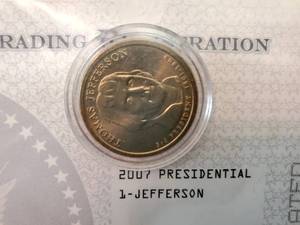 2007 CertifiedU.S. Presidential Never Circulated Jefferson Dollar Coin