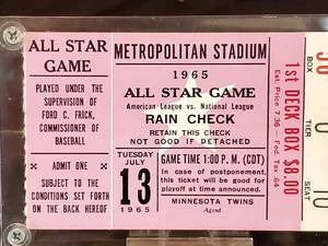 1965 All Star Game Metropolitan Stadium Minnesota Ticket