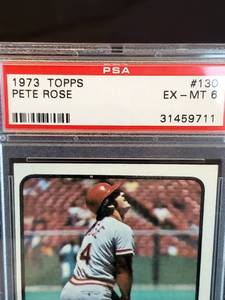 1973 Topps Pete Rose Card #130 PSA Graded Ex-Mt 6