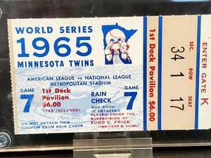 1965 Wotld Series Game 7 Twins-Dodgers Ticket