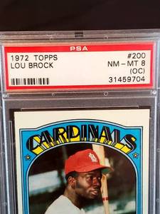 1972 Topps Lou Brock Card #200 PSA Graded Nm-Mt 8