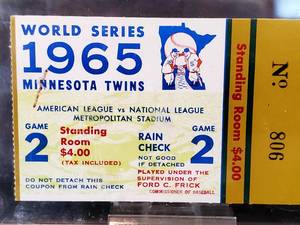 1965 Wotld Series Game 2 Twins-Dodgers Ticket