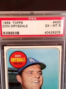 1969 Topps Don Drysdale Card #400 PSA Graded Ex-Mt 6