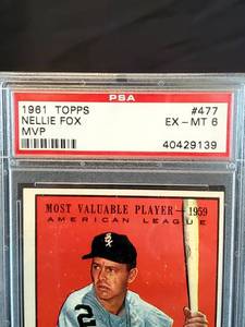 1961 Topps Nellie Fox Card #477 PSA Graded Ex-Mt 8