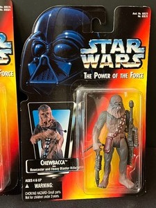 lot 82 image: Four NEW Star Wars The Power of the Force Figurines The Figher Pilot, Boba Fett, Luke Skywalker & Chewbacca
