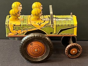 lot 93 image: Vintage Tin Toy Jumping Jeep by MAR Toys