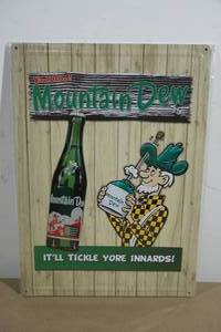 NEW Vintage Look Mountain Dew Metal Sign
