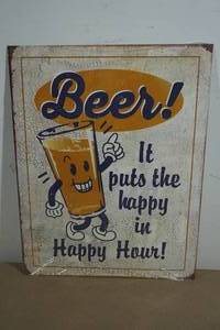 NEW Novelty Metal Sign - Beer, Happy In Happy Hour
