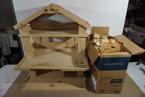 Large Wood Doll House with Accessories