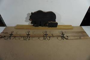 Bear Wood Table Dcor and Canoe Coat Hanger